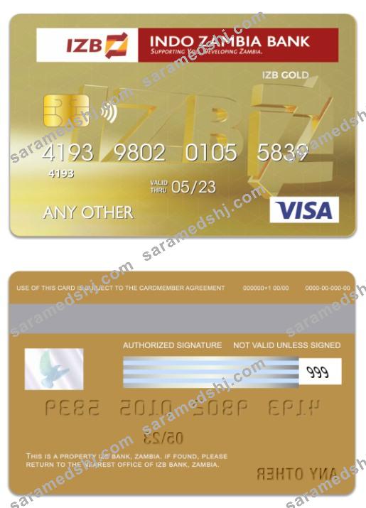 Zambia IZB Bank visa gold card